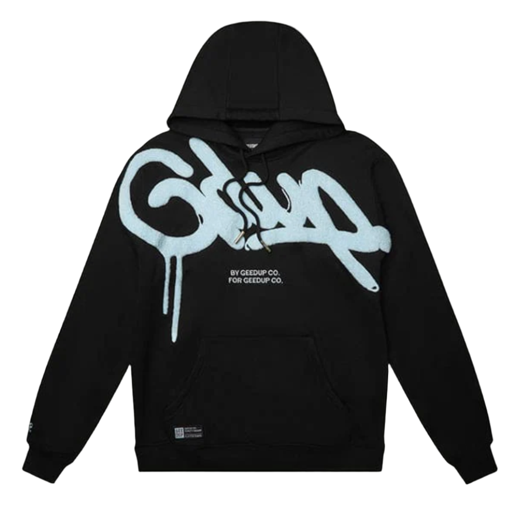 GEEDUP HANDSTYLE HOODIE 'BLACK/BABY BLUE'